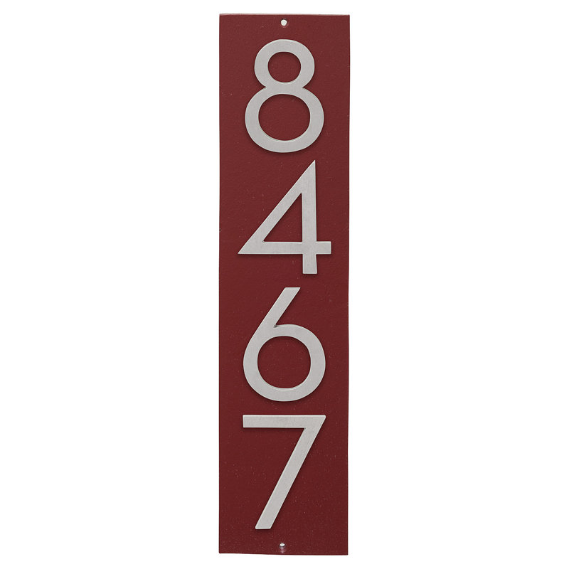 Plaque murale rectangulaire verticale flottante 6 po, Rouge brique / aluminium brossé, Oui
