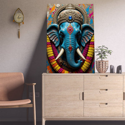Canvas Wall Art Elephant Art Print, Temple India Decor-2 Vintage Poster Print Home Decor