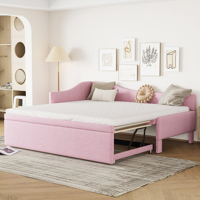 Twin Size Upholstered Daybed, Pink