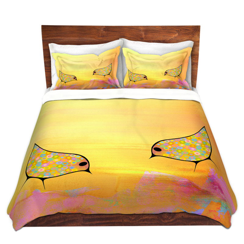 Ensembles de housses de couette DiaNoche en microfibre par China Carnella - oiseaux jaunes