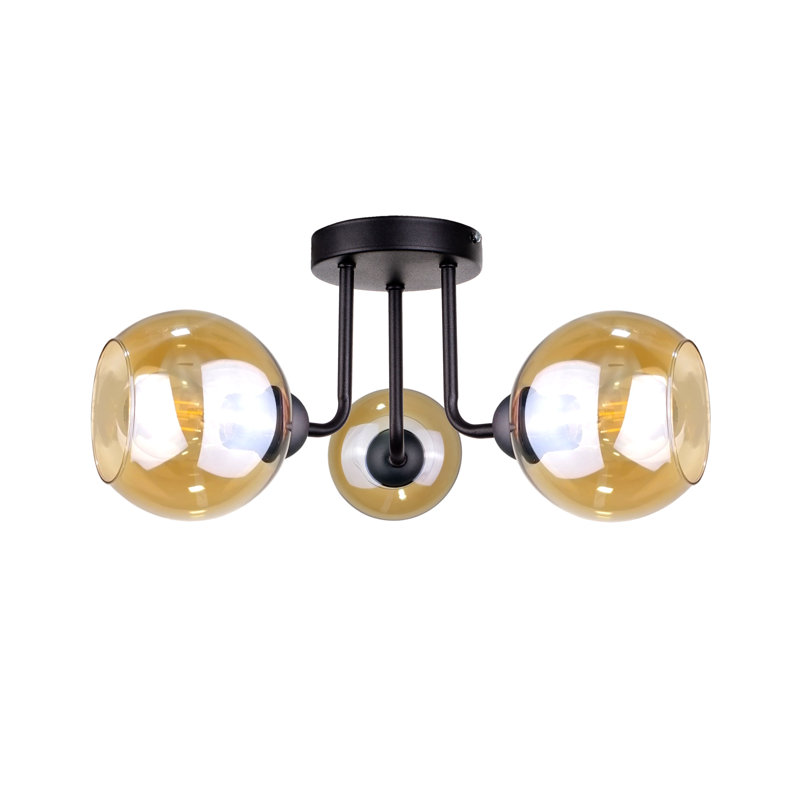 Glass Semi Flush Mount, Black