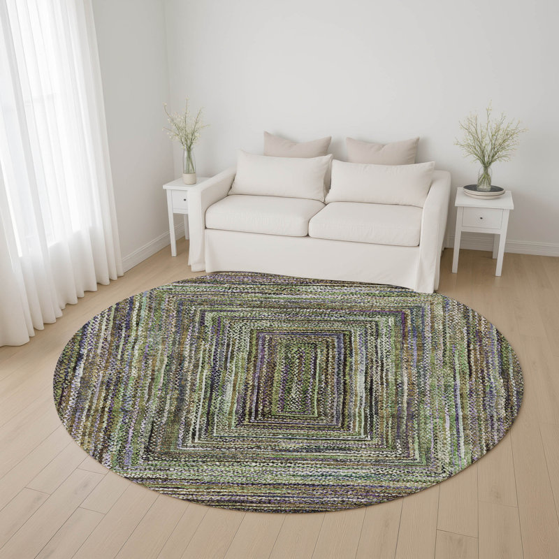 Premium Machine Washable Bucz AMF1725 Geometric Rug, Round 8'