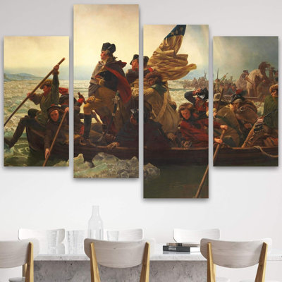 American Revolutionary War, peinture pour salon, bureau à domicile, très grande décoration murale, 4 pièces