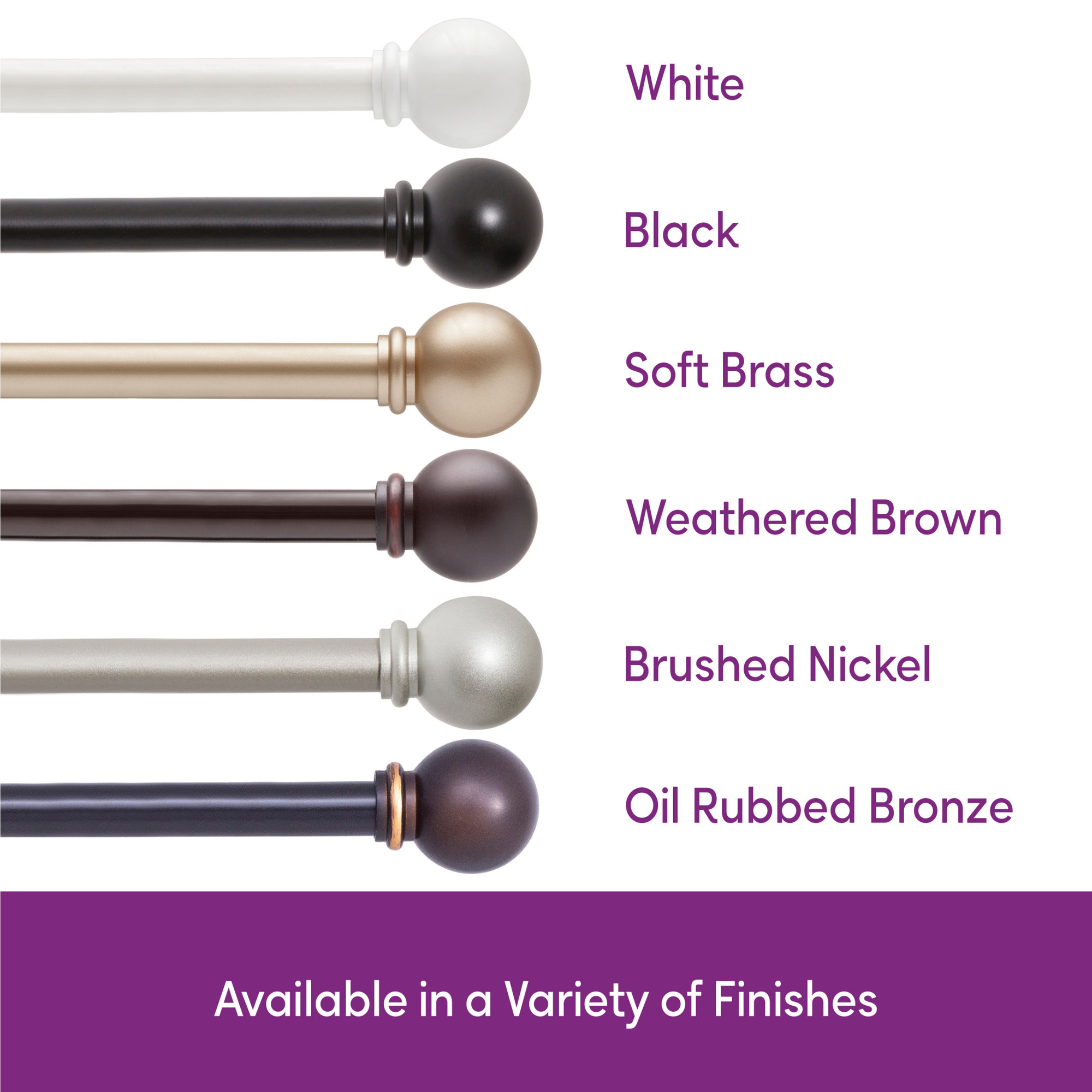 Wayfair Basics Ball End Single Curtain Rod, 28-48" or 48-86" Adjustable Length, 5/8" Dia. Steel, Brushed Nickel, 28" - 48" 