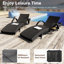 Set of 2 80'' Patio Rattan Chaise Lounge Recliners - Ergonomic Wave Design, Pull-out Side Table & Adjustable Backrest-447516067