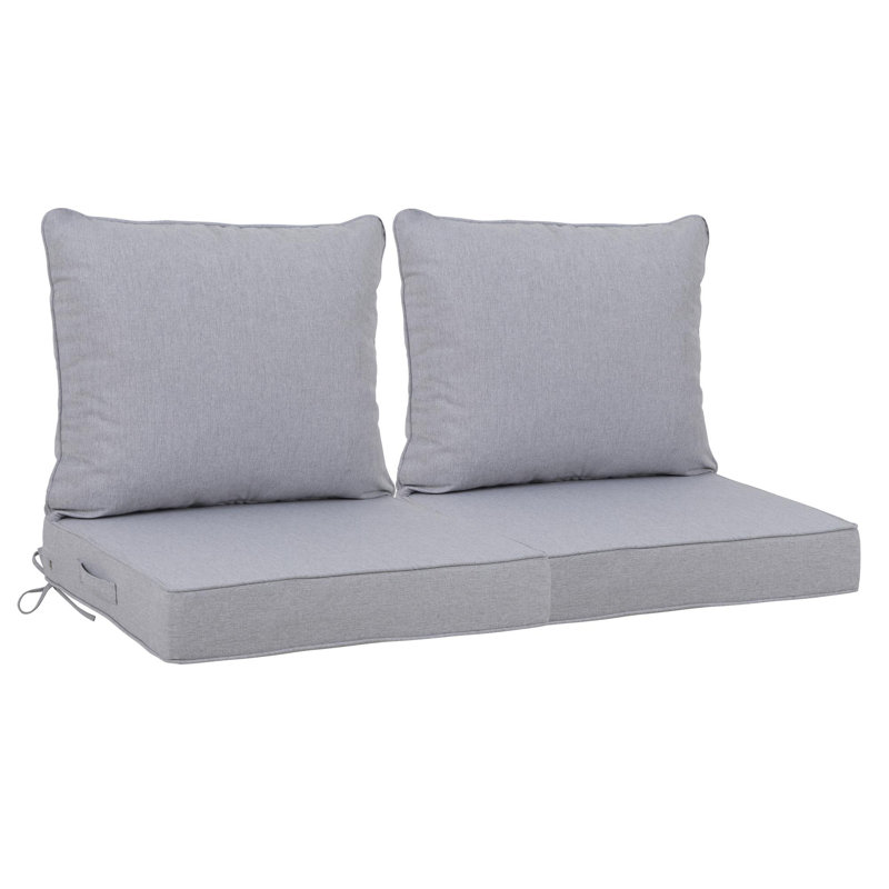 Ensemble de 2 coussins de siège profond d'extérieur (coussin seulement), Gris clair