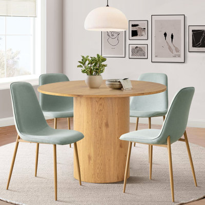 Charmia 4 - Person Dining Table Sets With 41.5'' Round Table & 4 Upholstered Fabric Chairs