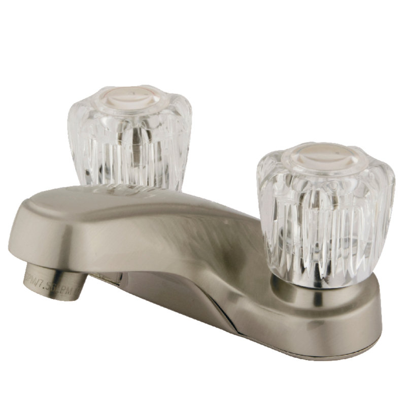 Kingston Brass Americana Two-Handle 2-Hole Deck Mount 4" Centerset Bathroom Faucet, Brushed Nickel