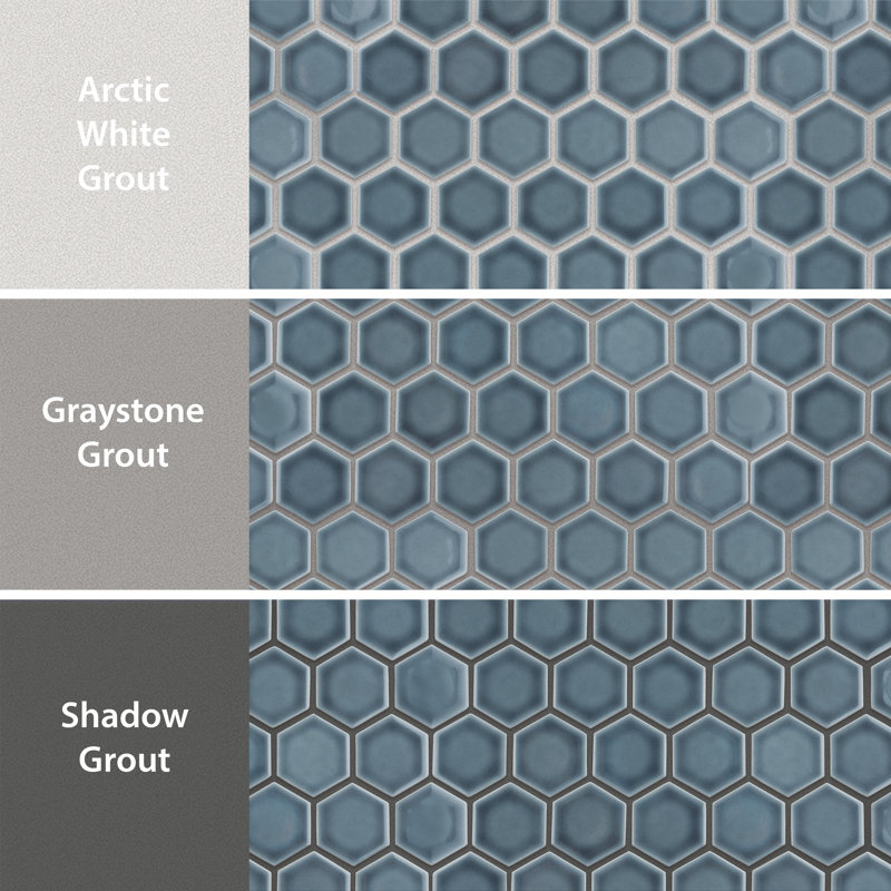 Hudson Due 2" x 2" Hex Porcelain Mosaic Wall & Floor Tile, Storm Gray