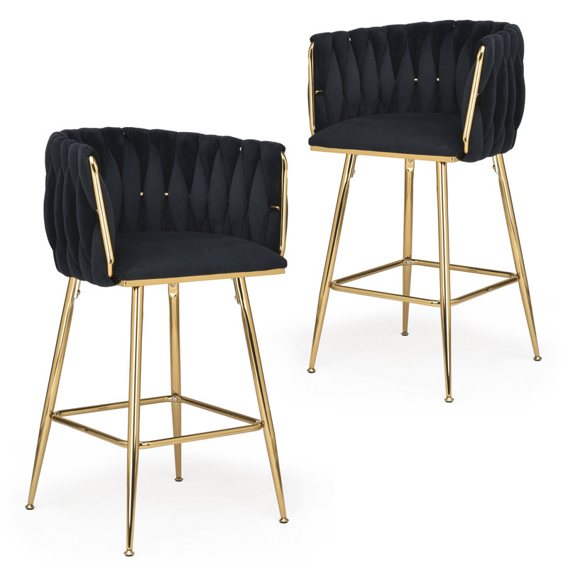 Tabouret de comptoir avec structure en métal 25,6 po Kristyn, Noir
