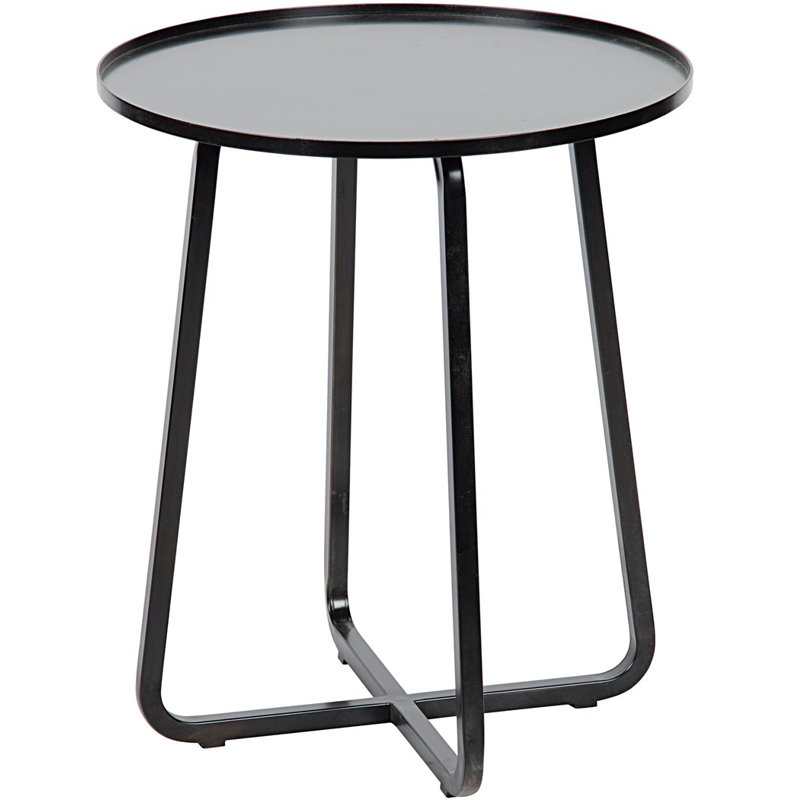 Kimana Noir 20.5" Round Black Metal Tray Side Table