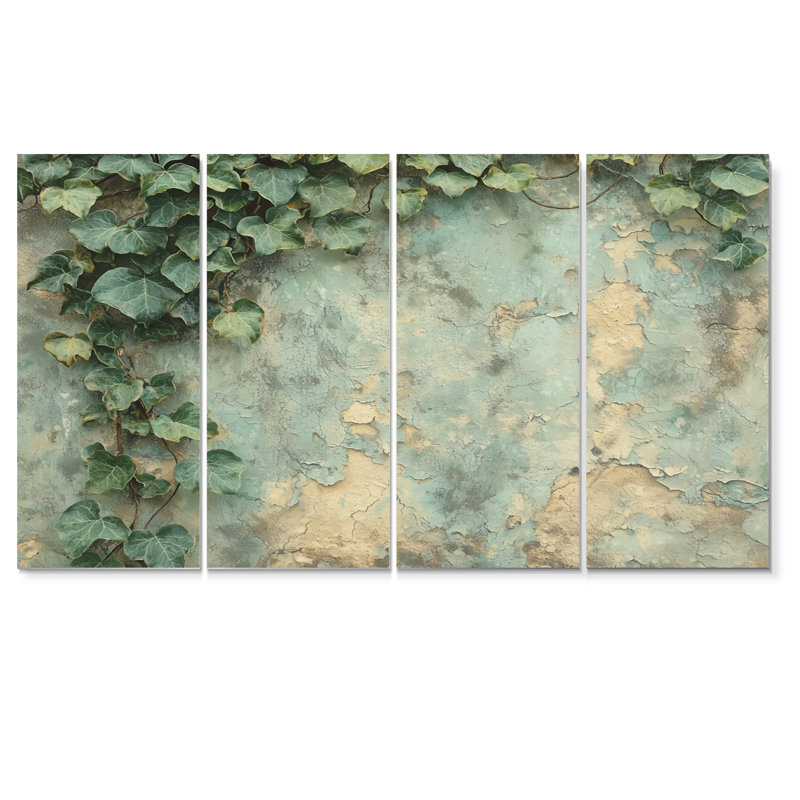 Collage de feuilles de lierre sur AWall III - Of Art - ensemble de décorations murales traditionnelles, H 28 po x l 48 po, 4