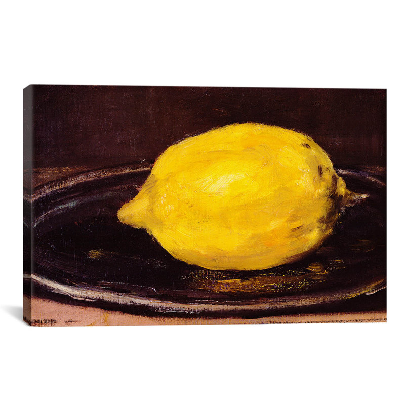 Reproduction d'art sur toile tendue, "The Lemon" par Edward Manet, H 12 po x l 18 po x P 1,5 po, Toile tendue, Pas de tapis