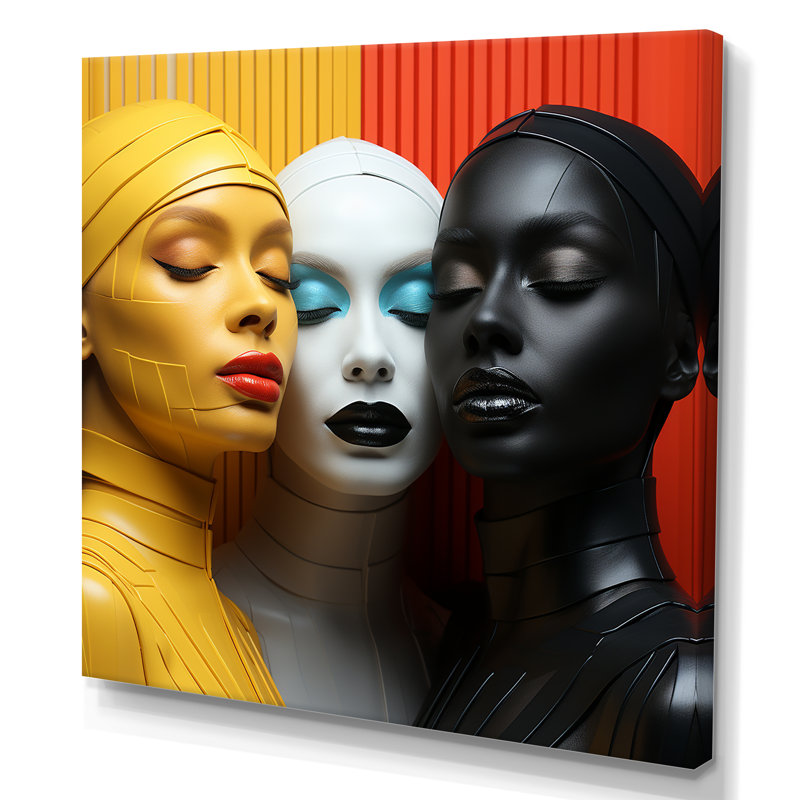 Trois déesses de l'unité universelle sur toile, Toile tendue, H 36 po x l 36 po