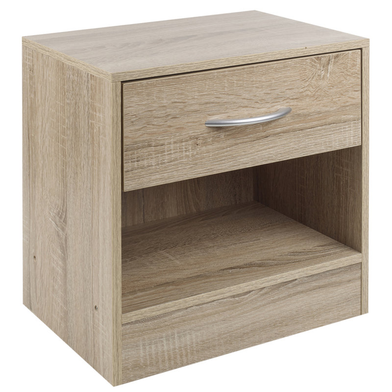 Antona 39cm W Manufactured Wood Bedside Table, Anthracite Oak