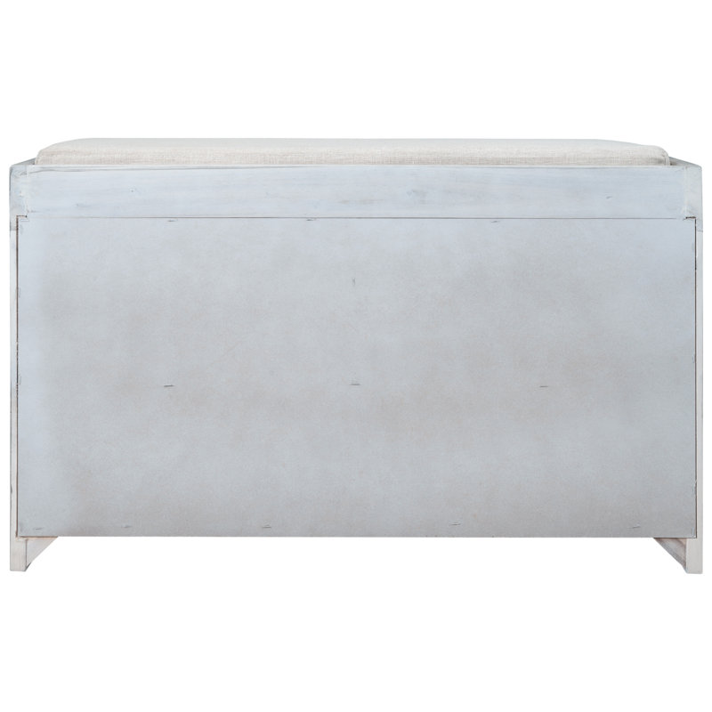 Entryway Bench with Removable Basket and Drawers, Light Gray