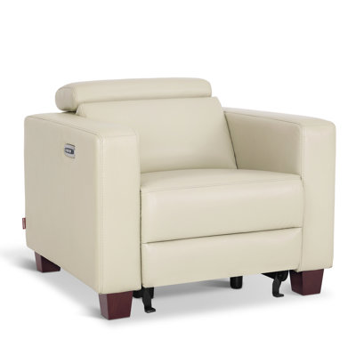 Wall-hugger Power Recliner, High Leg Recliner with Adjustable Headrest, for Small Spaces, Faux Leather