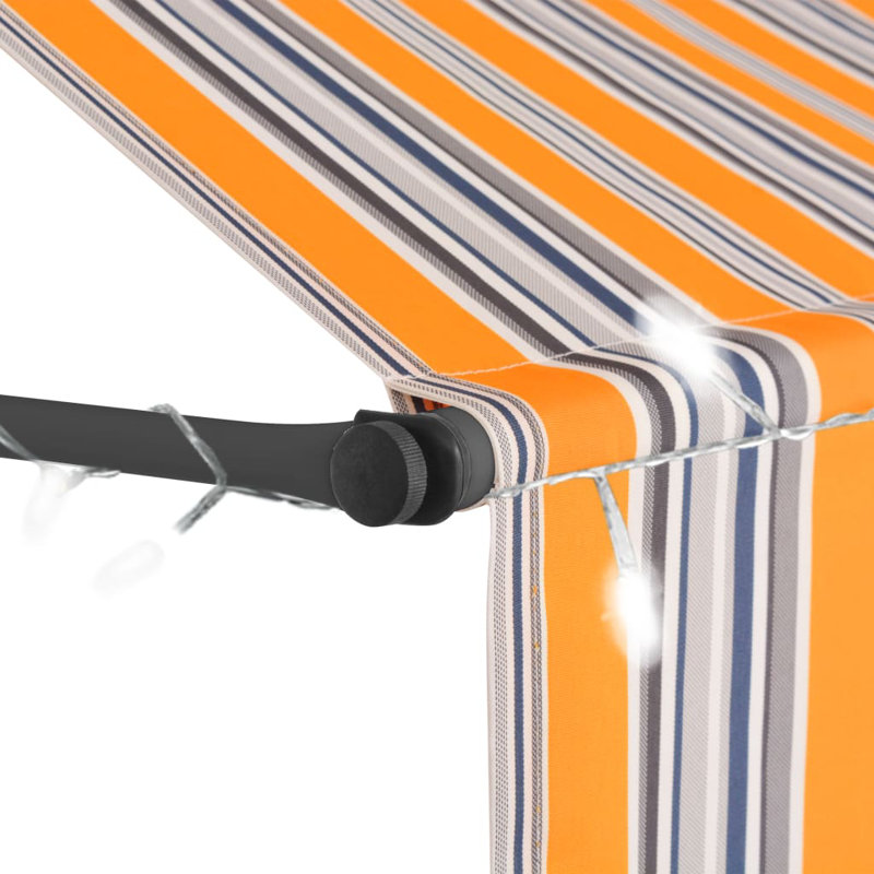 Dakota Fields Fabric Cover Retractable Patio Awning, 3.5m W x 1.2m D, Yellow/Blue (Black Frame)