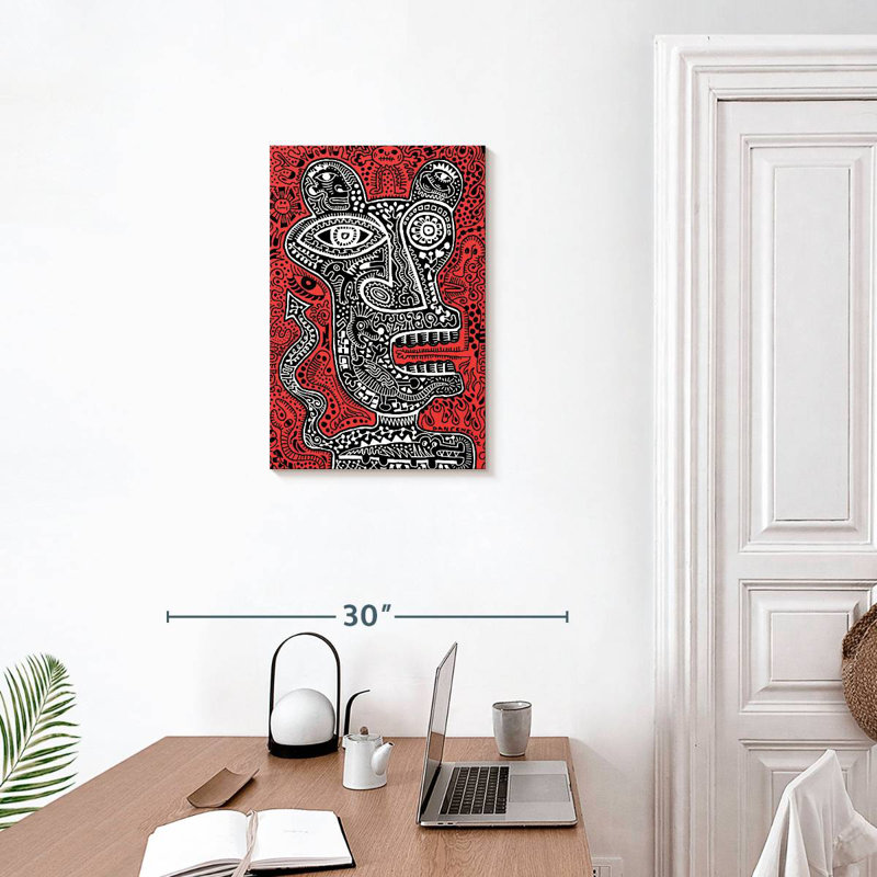Kelan Tiki Head I Red, 24" H x 16" W
