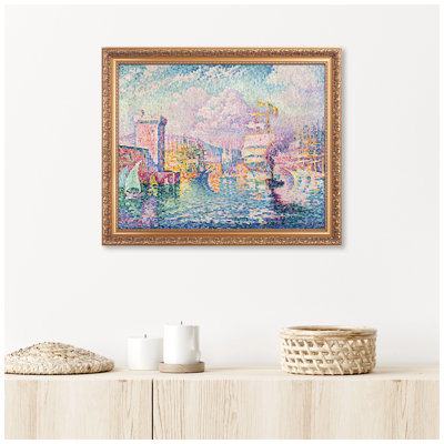 La Tour Rose, Marseille Framed Arts Image Size:20x16 Framed Size:26.5x22.5 Wooden Golden Framed Paul Signac Classic Art Reproductions. Giclee Print