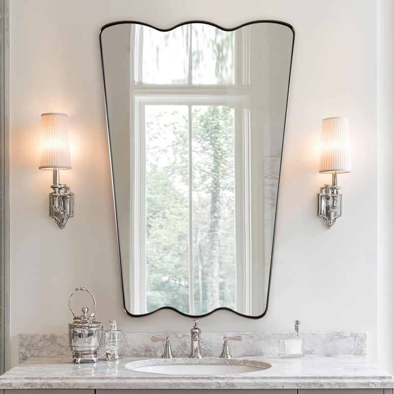  Miroir de salle de bain Modern Cadre en acier inoxydable, Nickel brossé