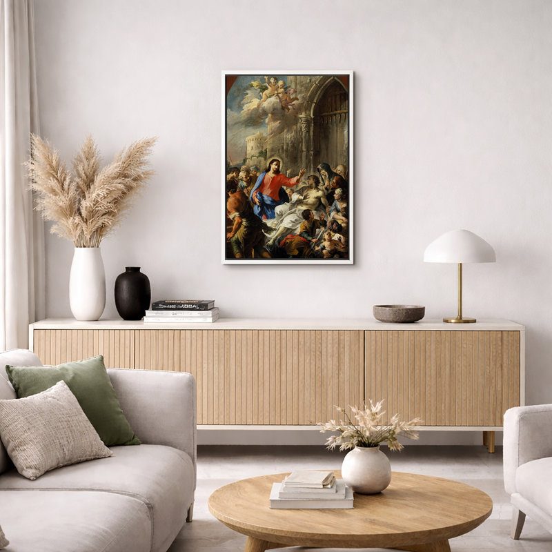 Art du Christ guérissant le mal, images de la Renaissance biblique, impression sur toile encadrée, Cadre flottant noir