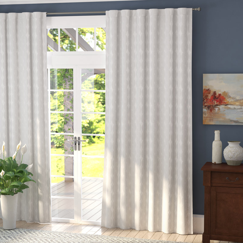 Fitzhugh Room Darkening Curtain Single Panel, 52"W x 84"L, White