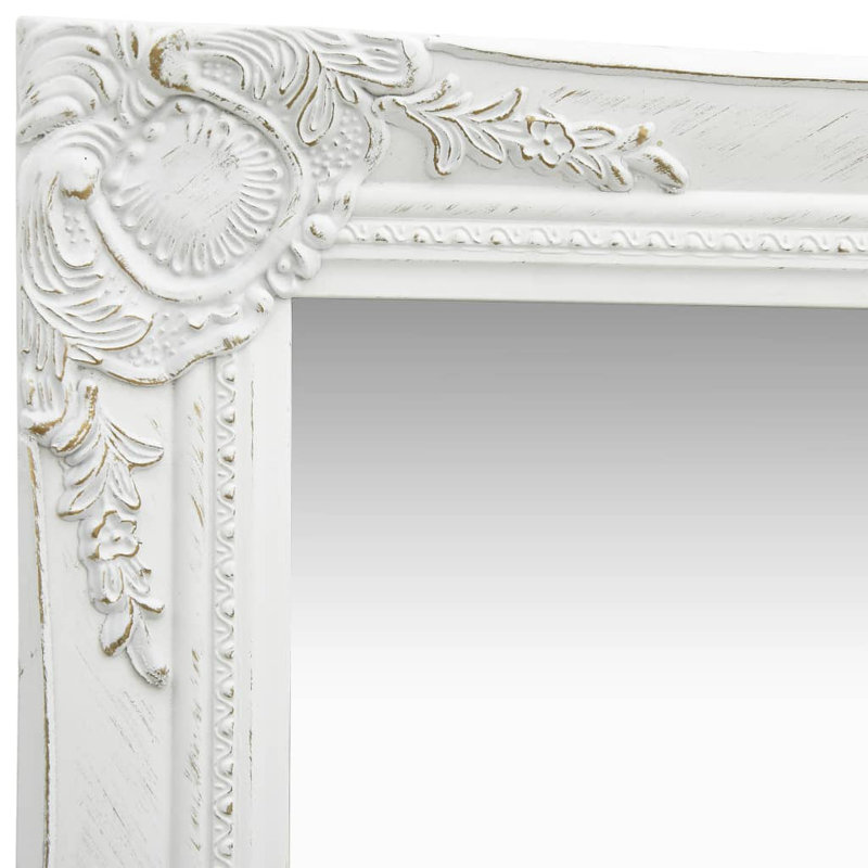 Ginsberg Wood Square Wall Mirror, White, 40cm H x 40cm W