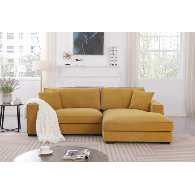 Braflin Upholstered Chenille Sofa Chaise Wide Seat Sectional