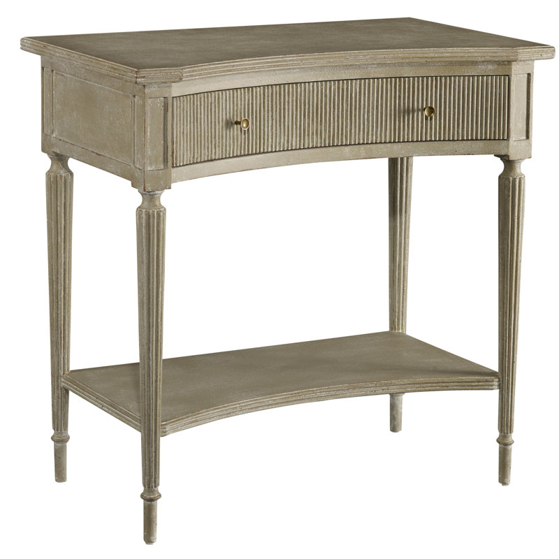 Ribbed Solid Wood End Table
