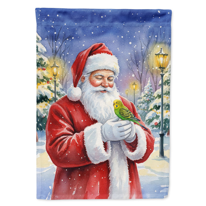 Perruche ondulée avec drapeau du père Noël, Taille du jardin, Perruche ondulée