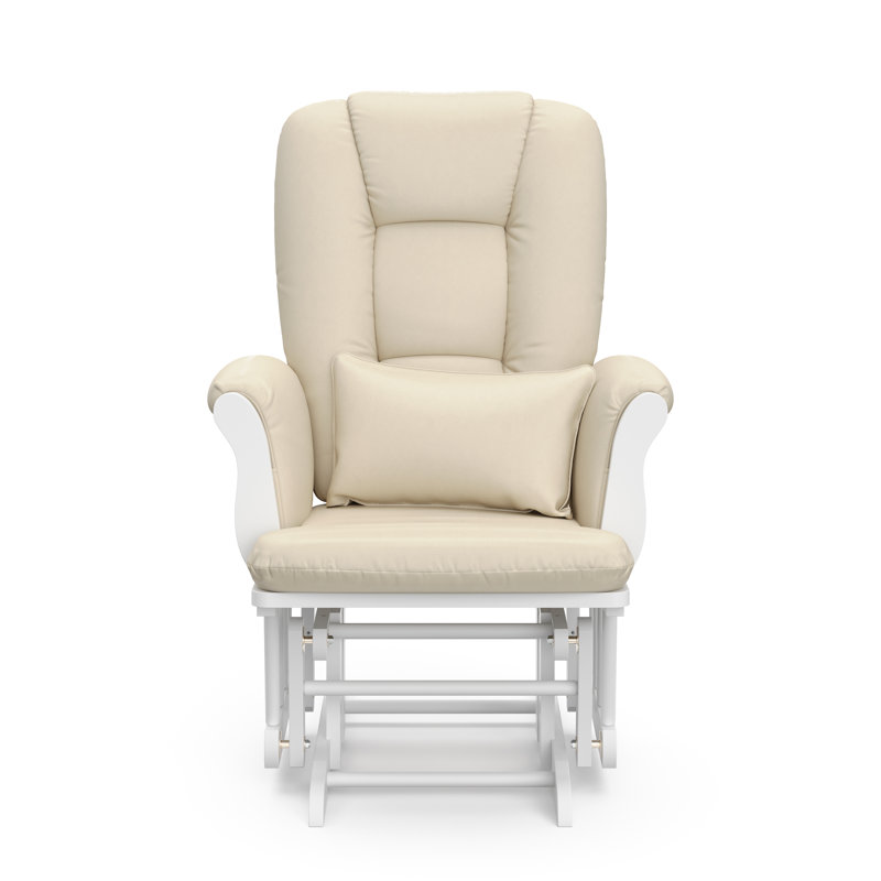 Fauteuil oscillant et coulissant avec repose-pieds Tuscany, Beige, Blanc