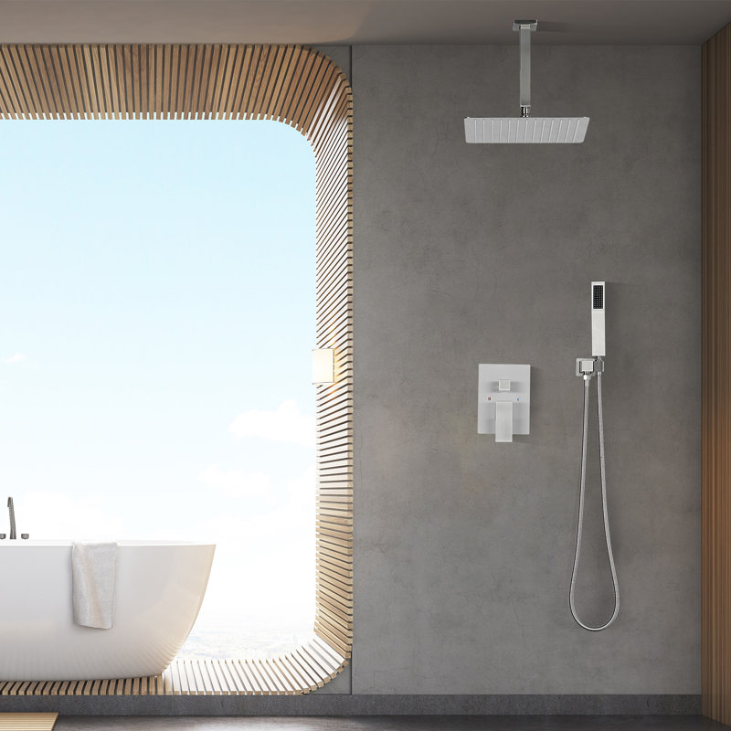 Complete Shower System with Rough in-Valve, Brushed Nickel