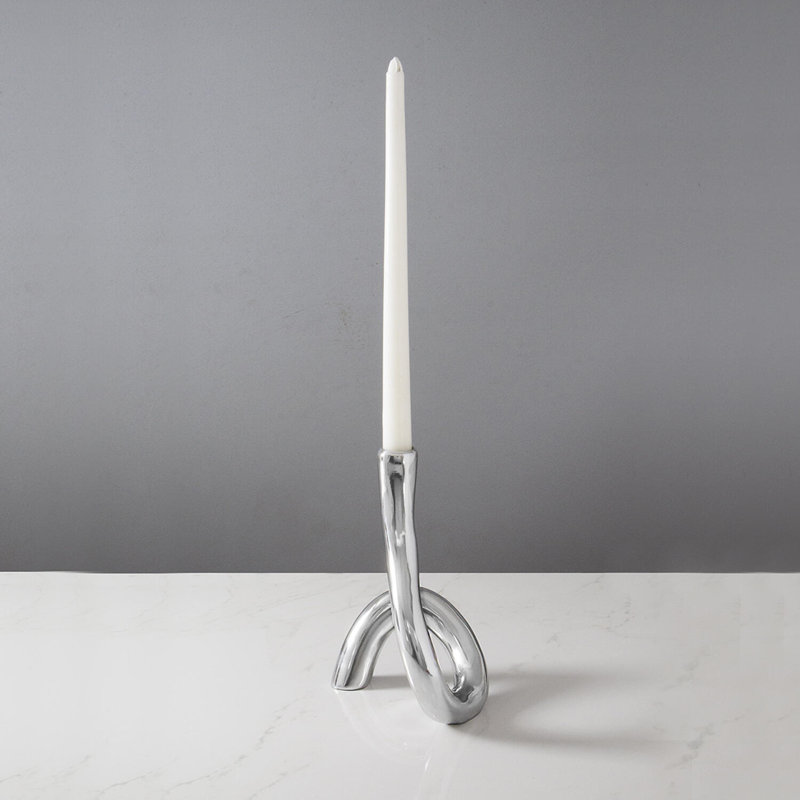 Serpente 8" Silver Aluminum Modern Candlestick