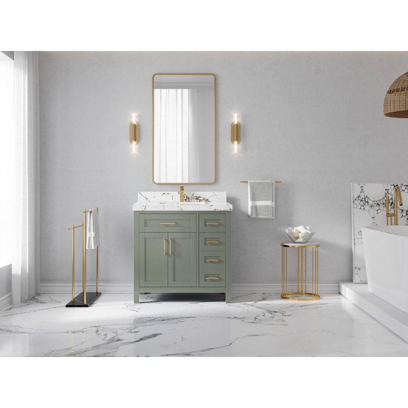 36 po Cambridge X P 22 po Meuble-lavabo central D Quartz, Doré Viola