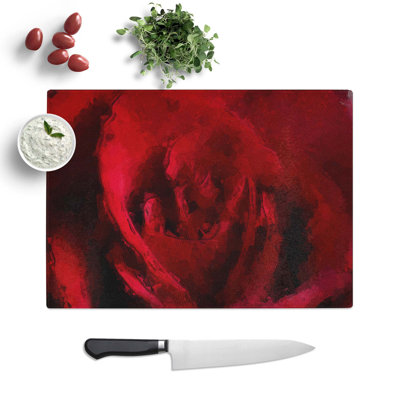 Tempered Glass The Beauty of a Red Rose in Abstract Chopping Board
