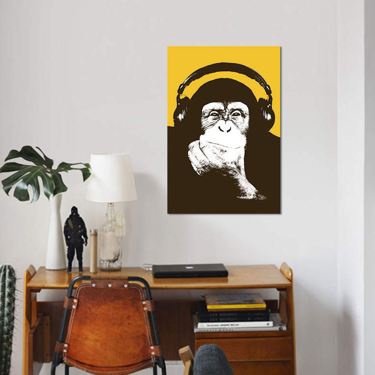 «Headophone Monkey», impression sur toile, H 40 po x l 26 po x P 1,5 po, Toile tendue