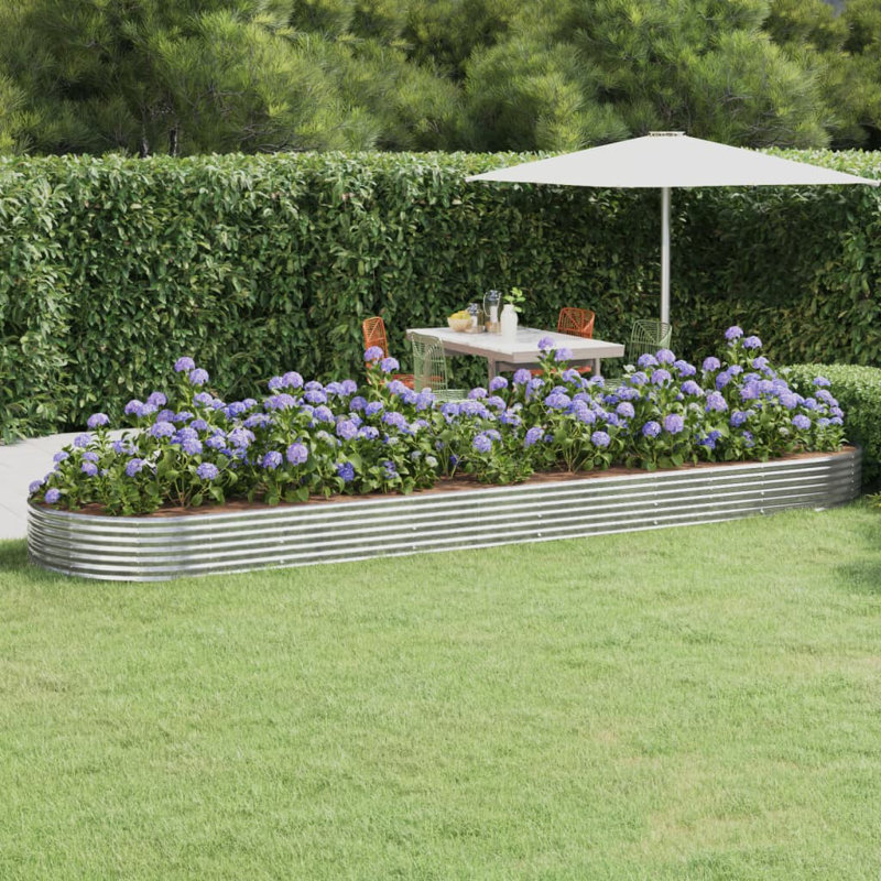 Garden Raised Bed Powder-coated Steel, Silver, 36 cm x 523cm x 140cm