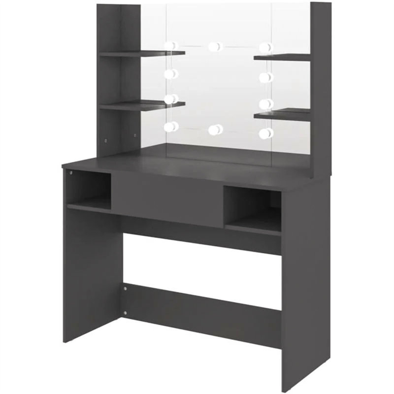 Wafrt Dressing Table with Mirror, Grey