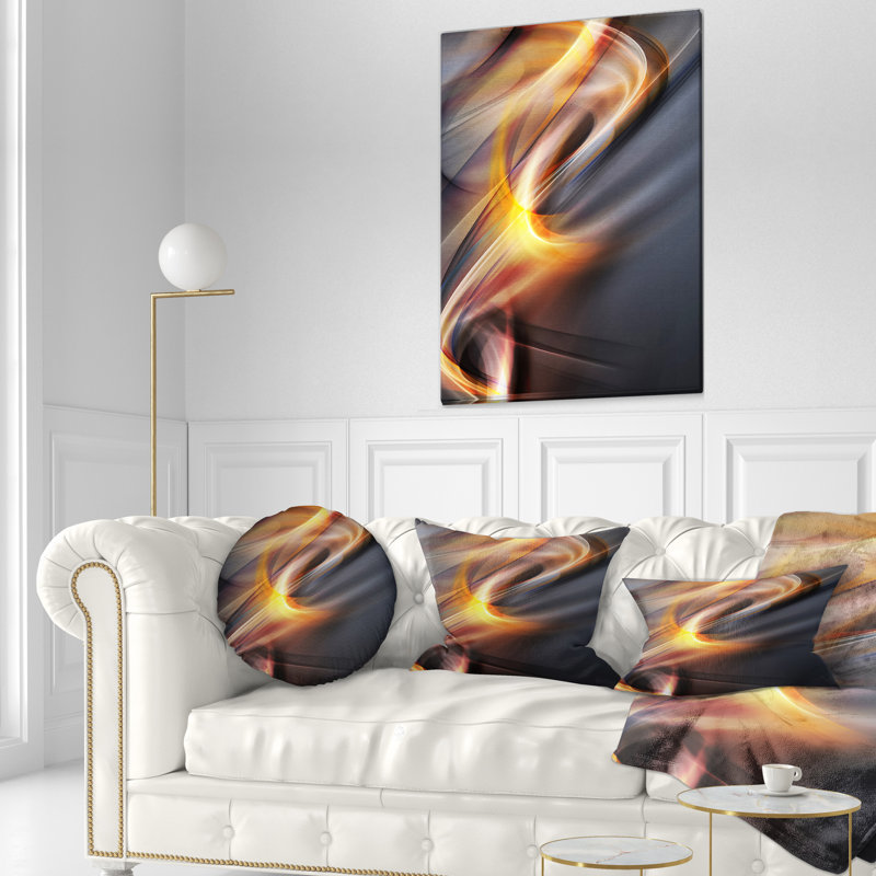 Art jaune clair et gris - coussin abstrait imprimé