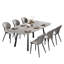 Ensemble de table de salle à manger 7 pièces en pierre frittée avec 6 chaises en cuir PU-381494489