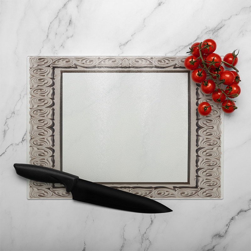 Concrete Frame Glass Chopping Board, 40cm L x 28cm W