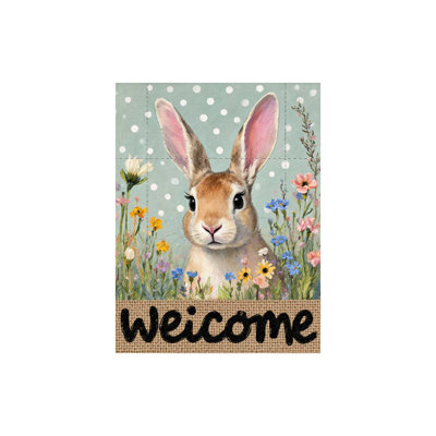 Drapeau de bienvenue Wildflower Bunny, 70 x 47 po, pour décoration saisonnière
