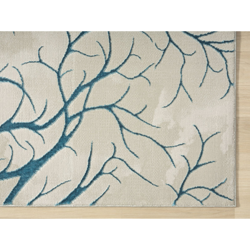 Ksamil Abstract Area Rug In Blue/Light Grey, Rectangle 2' x 3'3"