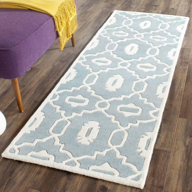 Tapis en laine touffeté à la main Carolene, Tapis de couloir 2 pi 3 po x 7 pi