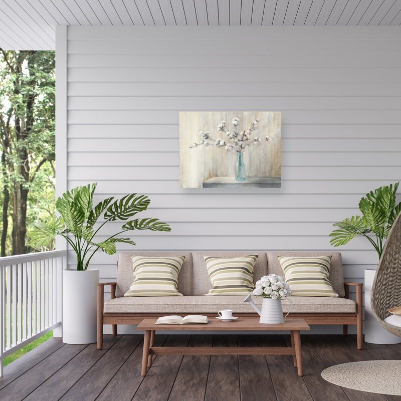 Décoration murale d'extérieur bouquet de coton, L 19 po x H 14 po