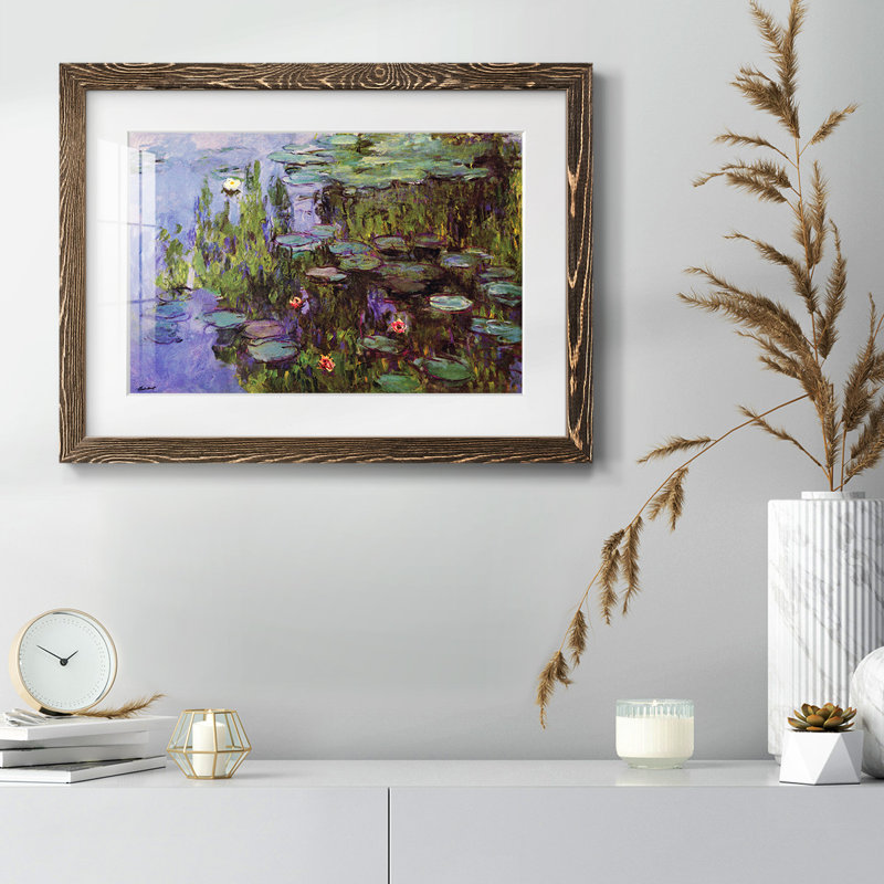 «Gardens» par Monet, reproduction d'art encadrée, Noyer