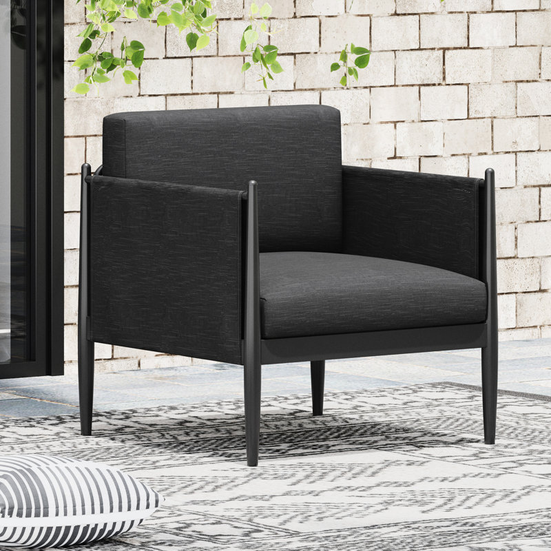 Fauteuil club extérieur en aluminium avec coussins d'eau, profondeur 71 cm, hauteur 70 cm, gris foncé, assemblage requis, respirant