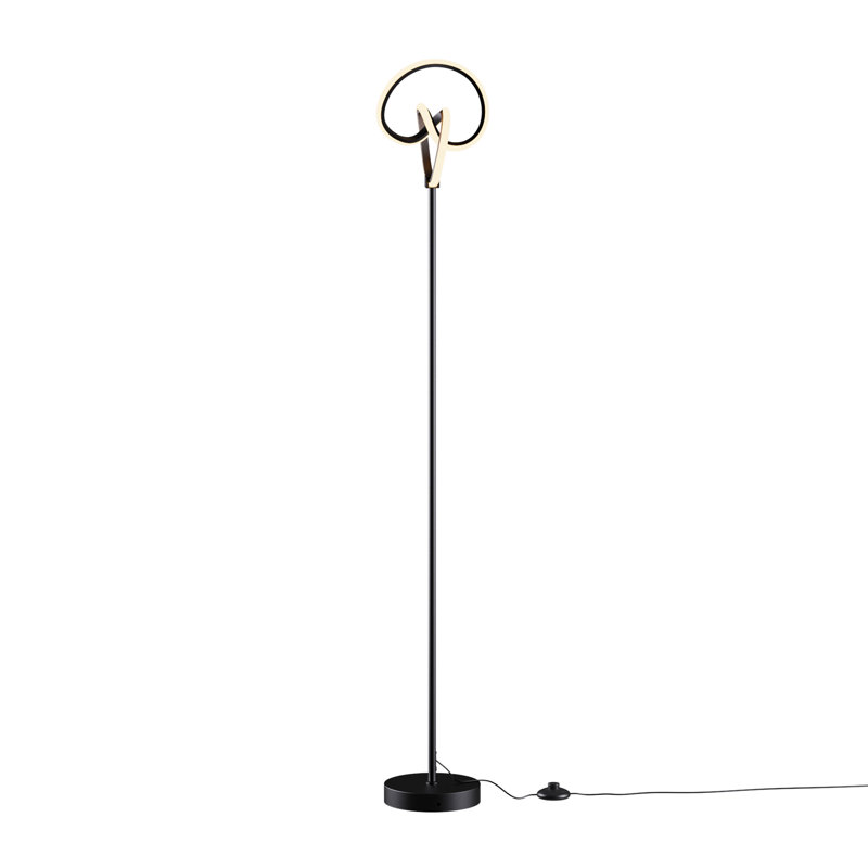 Abstract Art 31W LED Floor Lamp 58" - 3000K Warm Illumination- Twisted Circle Design in Matte Black