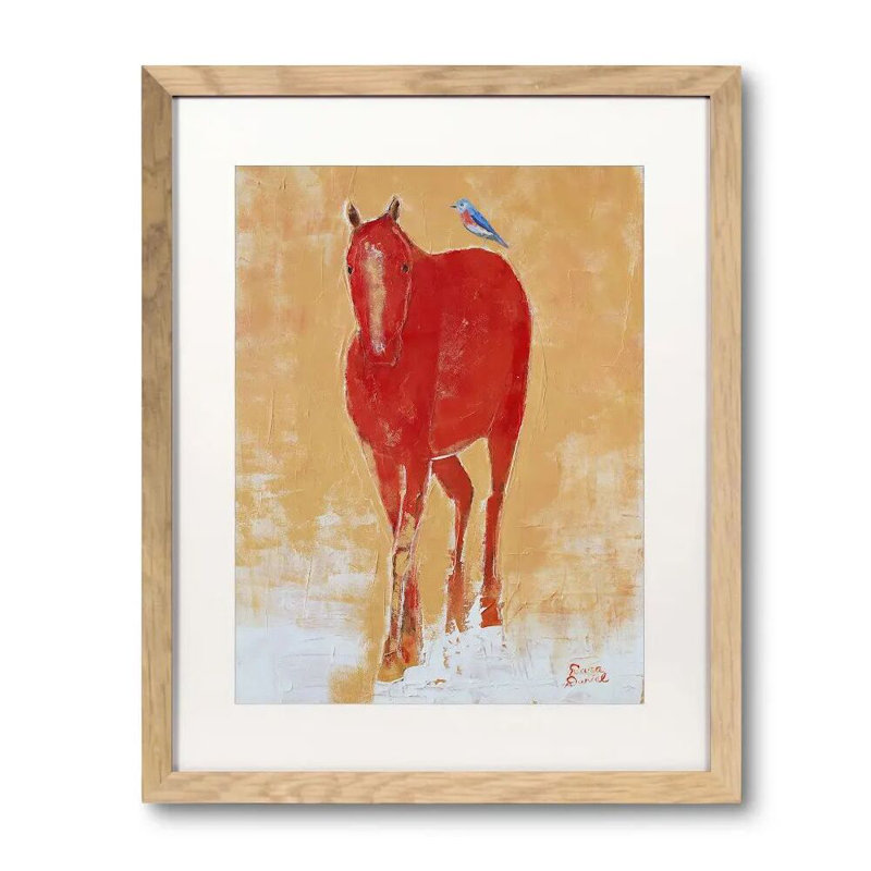 Red Horse Print by Dara Daniel, Natural Single Picture Framed Paper, White, 32" H x 26" W